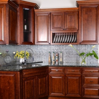 Crimson Glaze Kitchen Cabinets